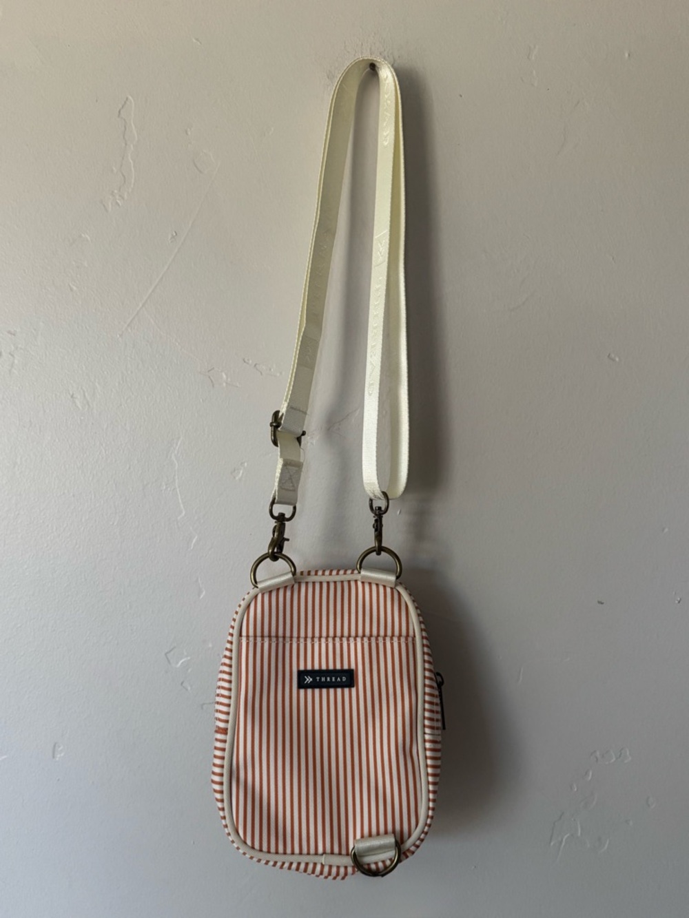 Thread Striped Tan Crossbody Bag in Penn